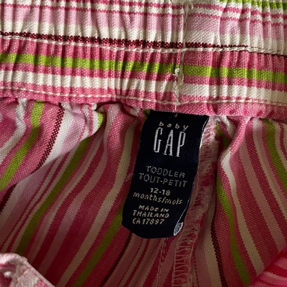 Baby Gap 2004 Collection Pink White and Green Striped Capri Cotton Pant 12-18M - Picture 5 of 5